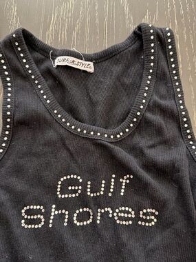 Black Studded Tank with Rhinestones